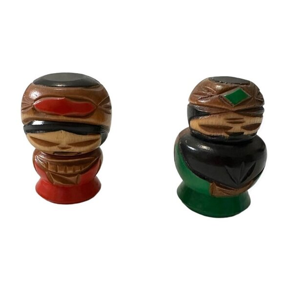 VINTAGE A Pair of Japanese Ainu Kokeshi Doll, Wood Curved. - Picture 2 of 8